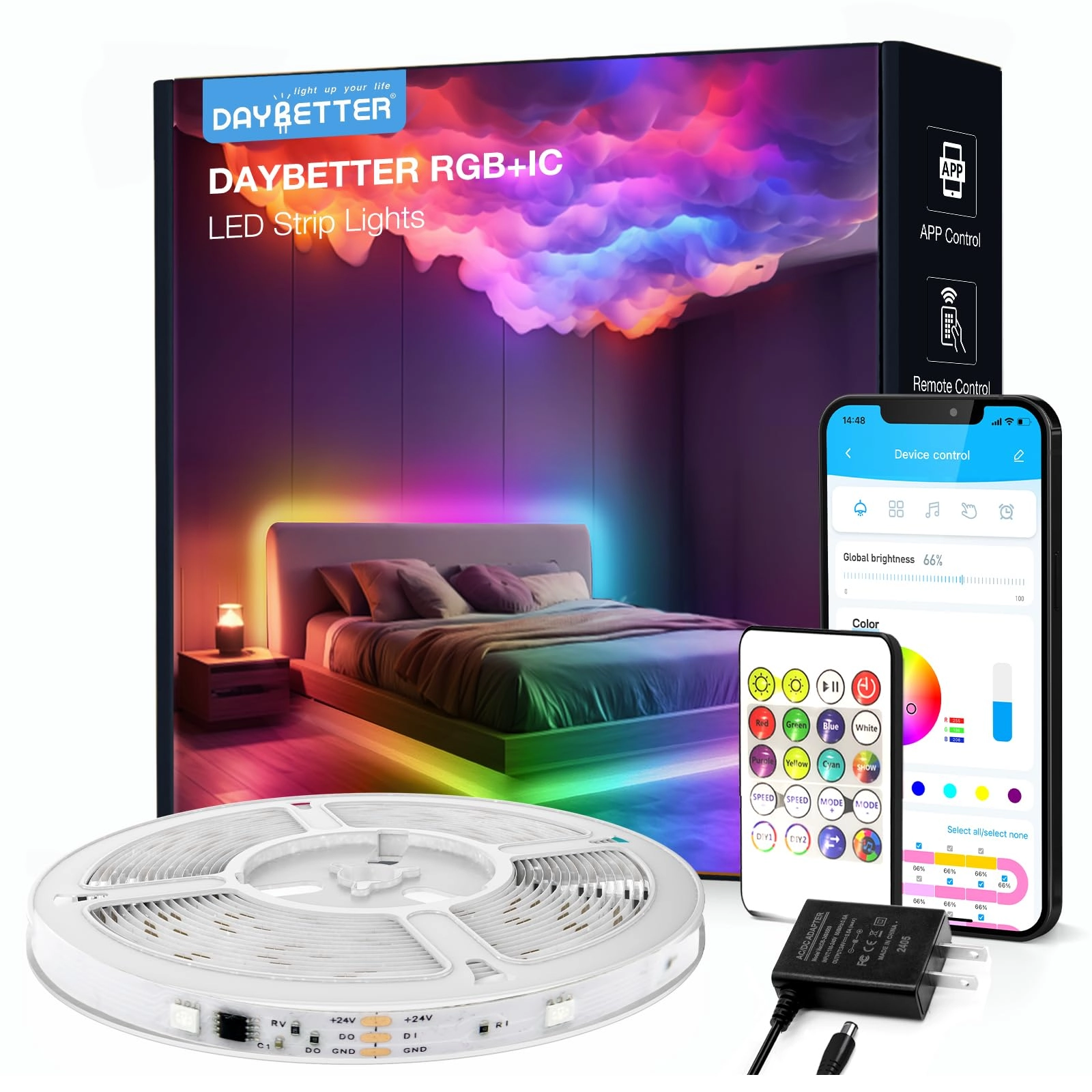 Smart IC LED Strip Lights - 65.6FT