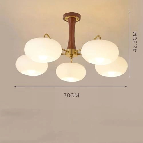 Mid Century Modern Milk Glass Chandelier - Dimmable