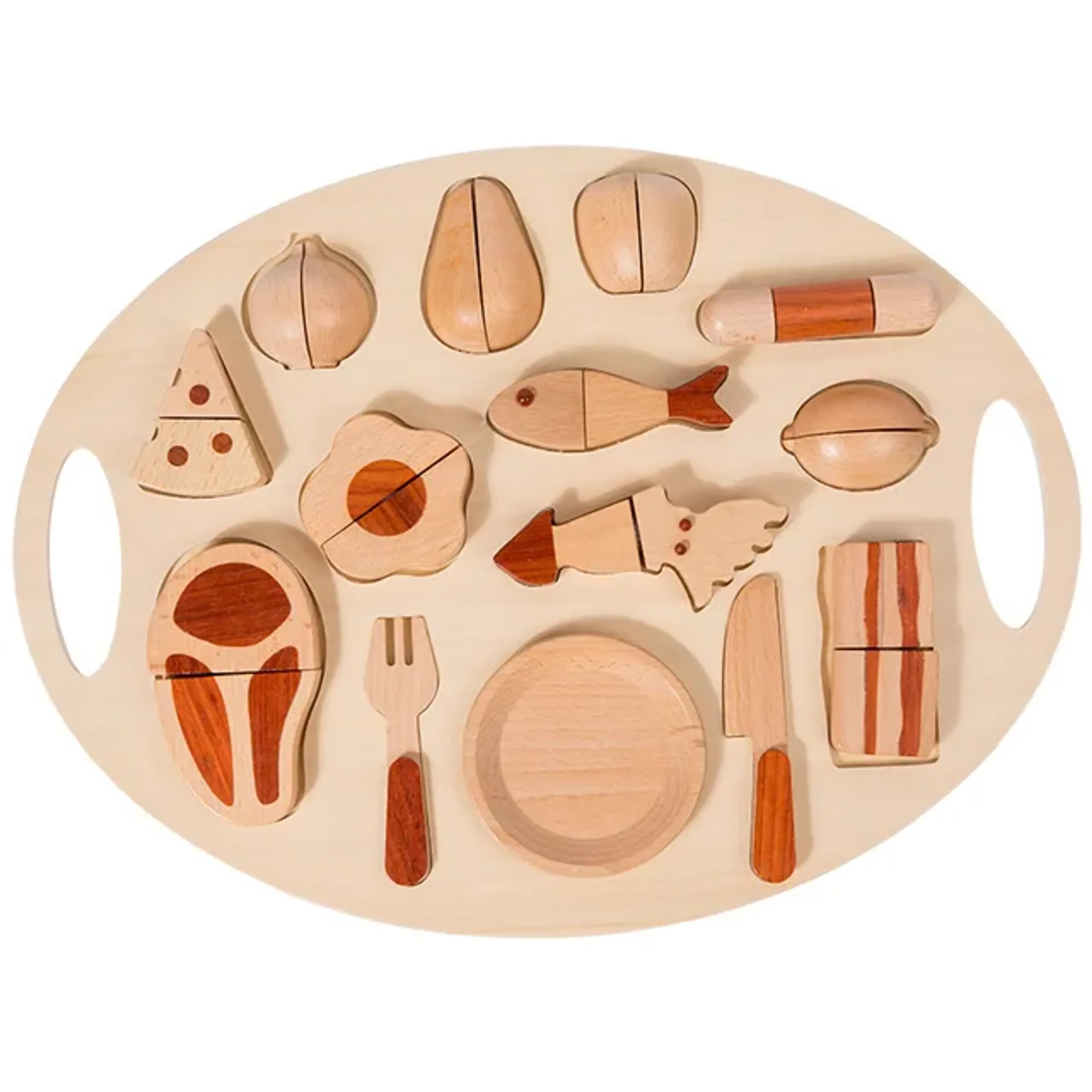 Maxims Baby Store Natural Wooden Dinner Pretend Playset - Suitable for 3 years & above 15 pieces