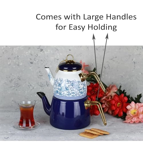 Vintage Turkish Teapot - Enamel 33.8 Fluid Ounces Set