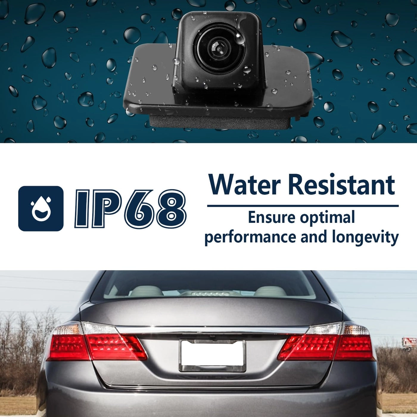 Back Up Rear View Camera - 2014-2017 Honda Accord EX-L Sedan black