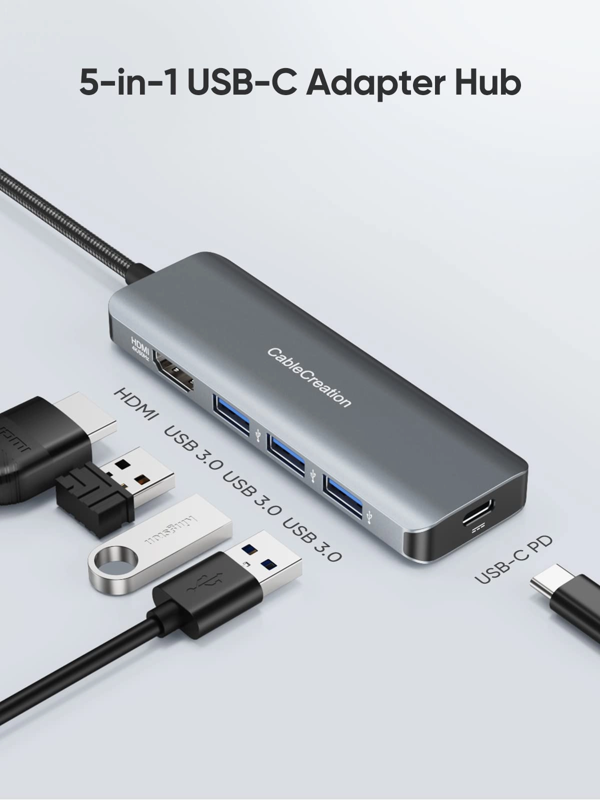 USB-C Hub - 4K 60Hz 5-in-1 100W Power Delivery