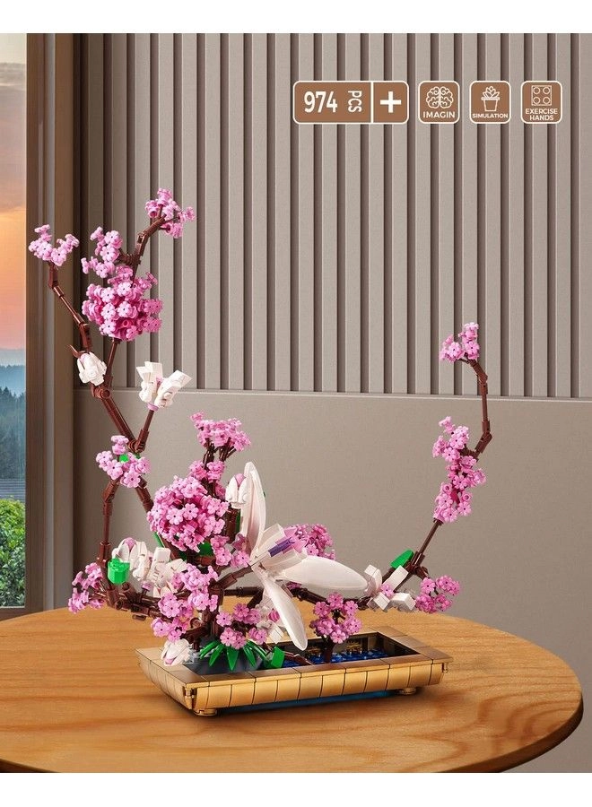 Decor Lilac Bonsai Plant Building Blocks Set - Lilac Bonsai Plant 974 pcs