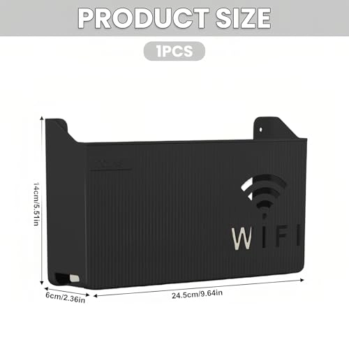 WiFi Router Wall Mount Box - 24.5 x 6 x 14 cm Black