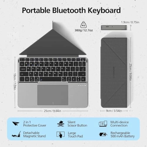 Folding Keyboard With Touch Pad - Wireless