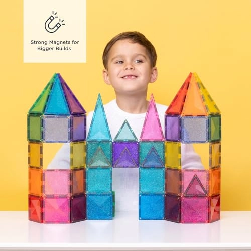 Glitter Castle Magnetic Tiles - 48pcs
