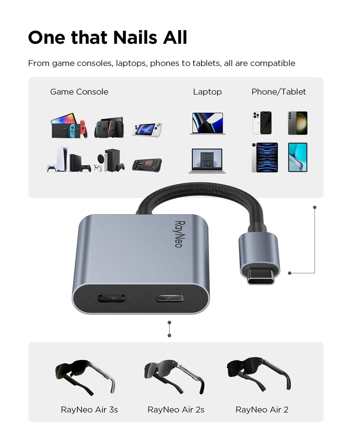 USB-C to Glasses Charging Adapter - 4K@60Hz Output