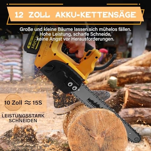 Battery Chainsaw - 12 Inch Brushless 2 Chains