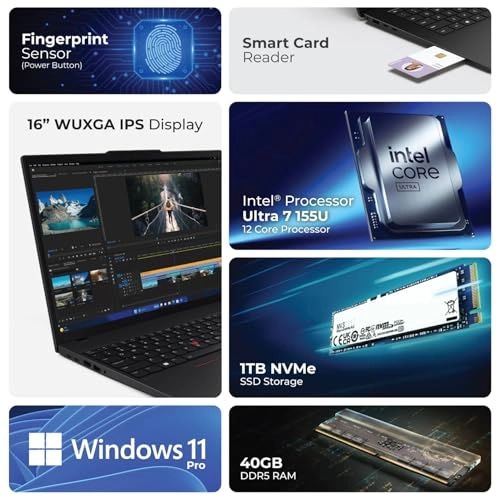 ThinkPad T16 Gen 3 21MN000DGR - 16'' Core Ultra 7 155U 40GB DDR5 1TB SSD