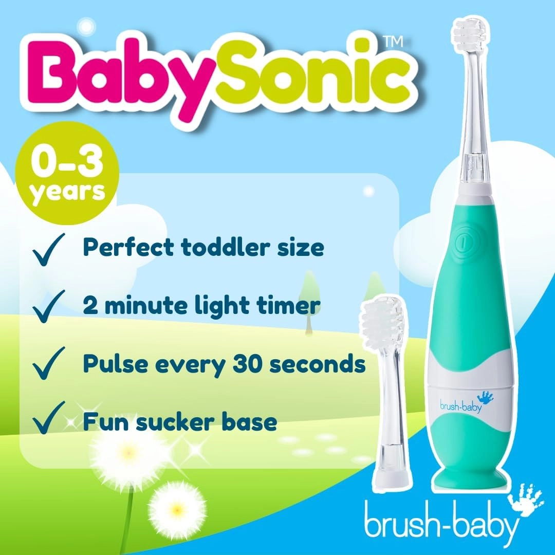 BabySonic - Infant and Toddler 0-3 Years 2 Sensitive Brush Heads Teal