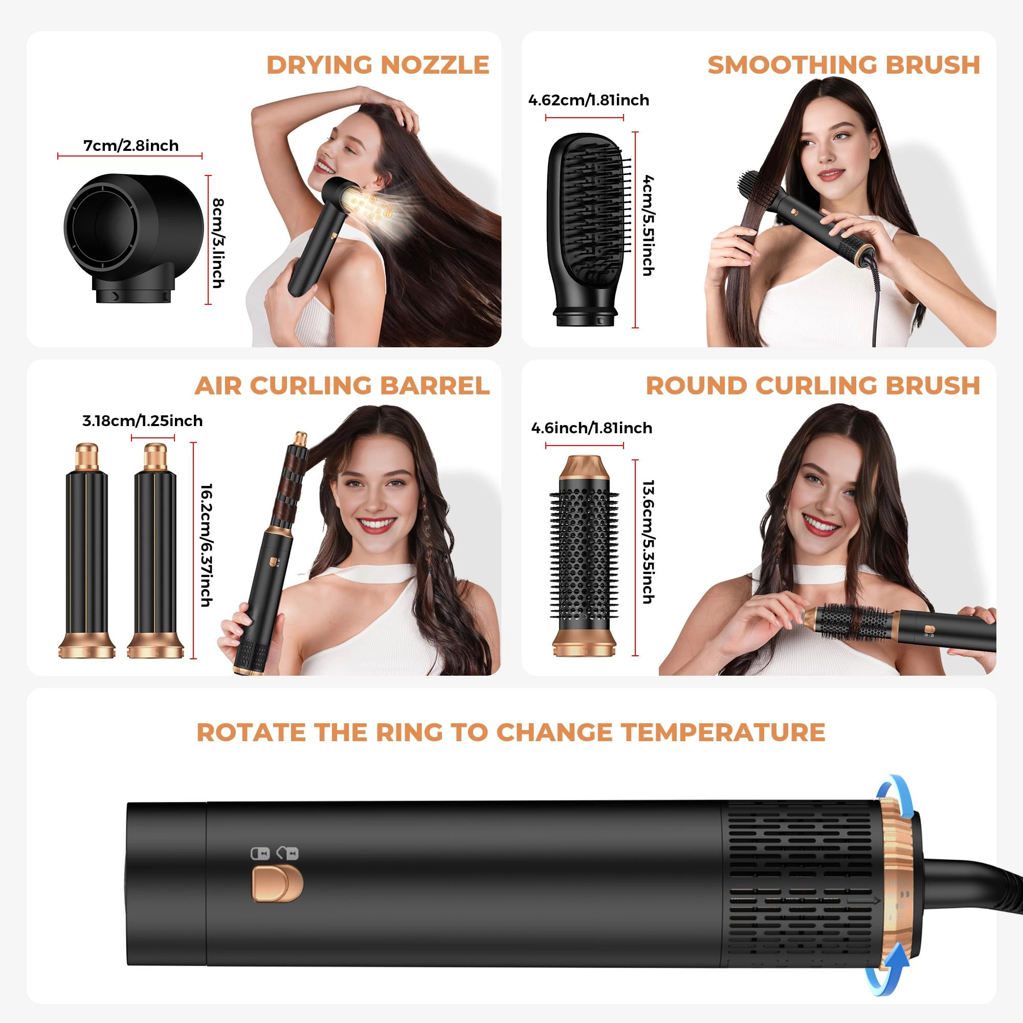 5 in 1 Hair Dryer Brush Set - Gold 700 watts