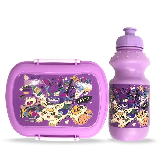 Lunch Box - Rabbit Purple 750ml + Water Bottle - 350ml