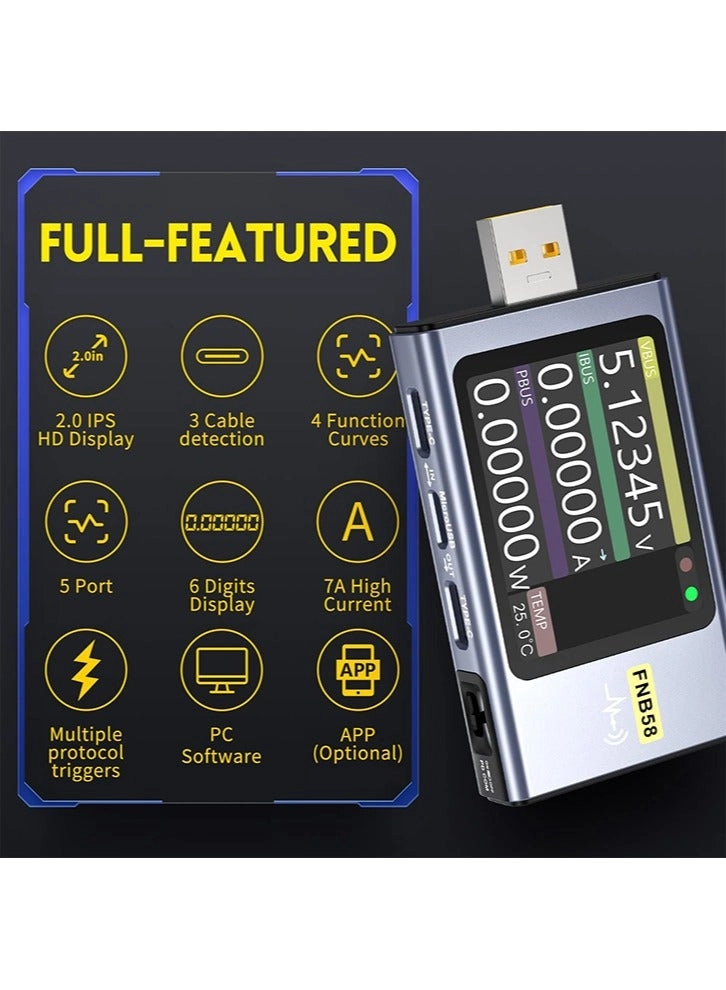FNB58 - Digital Voltmeter Ammeter USB Tester TYPE-C Fast Charge Detection