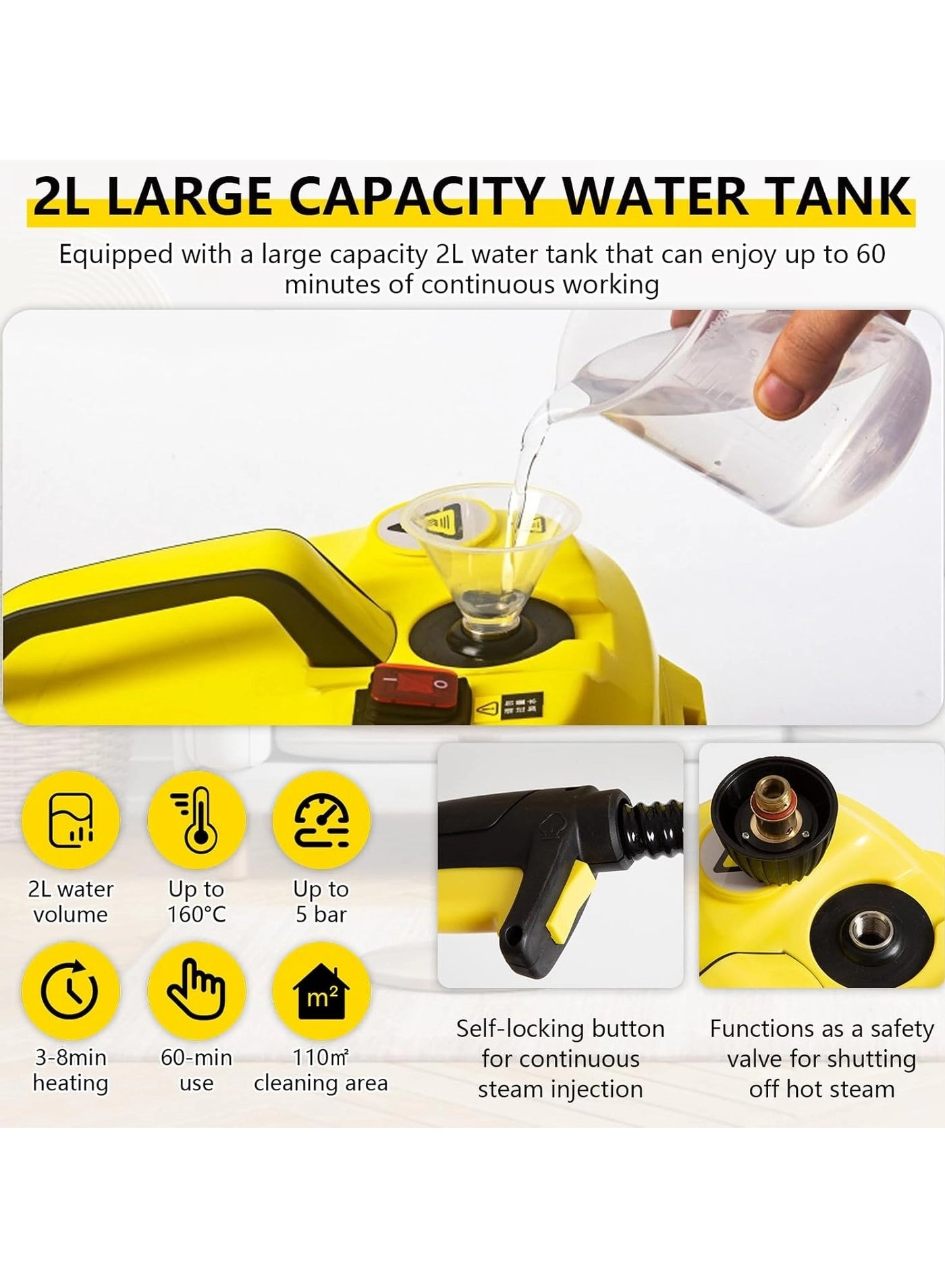 Steam Cleaner - 5 bar 2.1 Liters