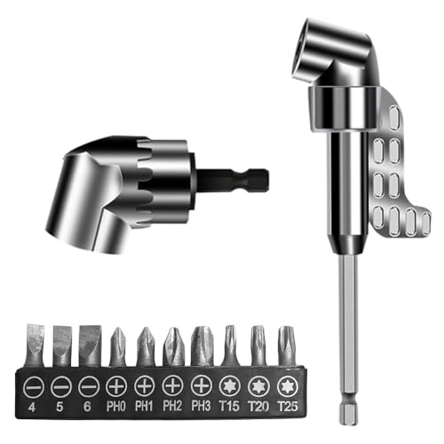 105° Angle Screwdriver Attachment Adapter - HSS silver 10 screw heads