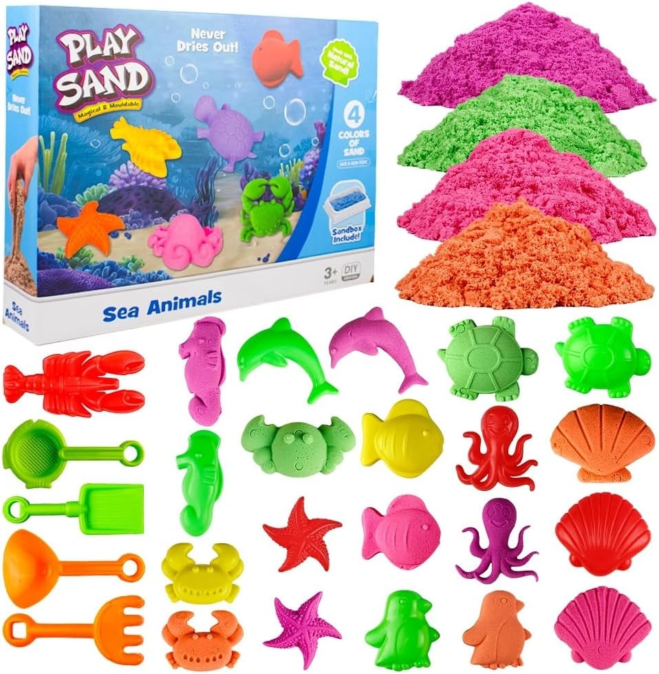 UKR Moldable Sensory Play Sand Set - 750g Pack of 4 Colors