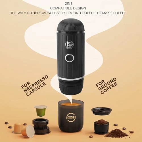 Portable Coffee Machine - 80ml capsule or powder