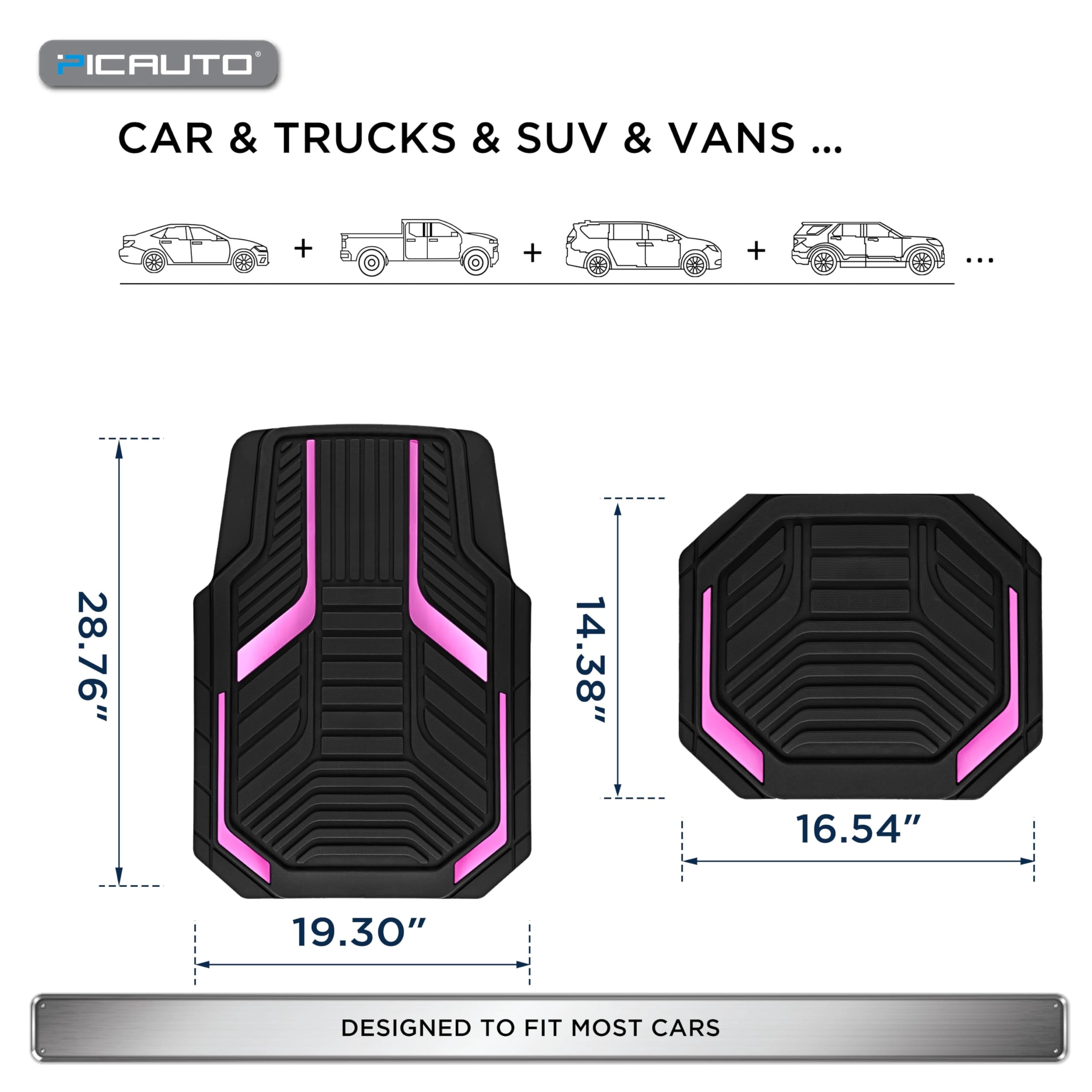 Heavy Duty Rubber Floor Mats - Pink Universal Fit