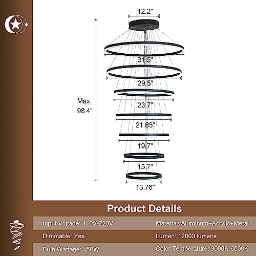 7-Rings Modern LED Chandelier