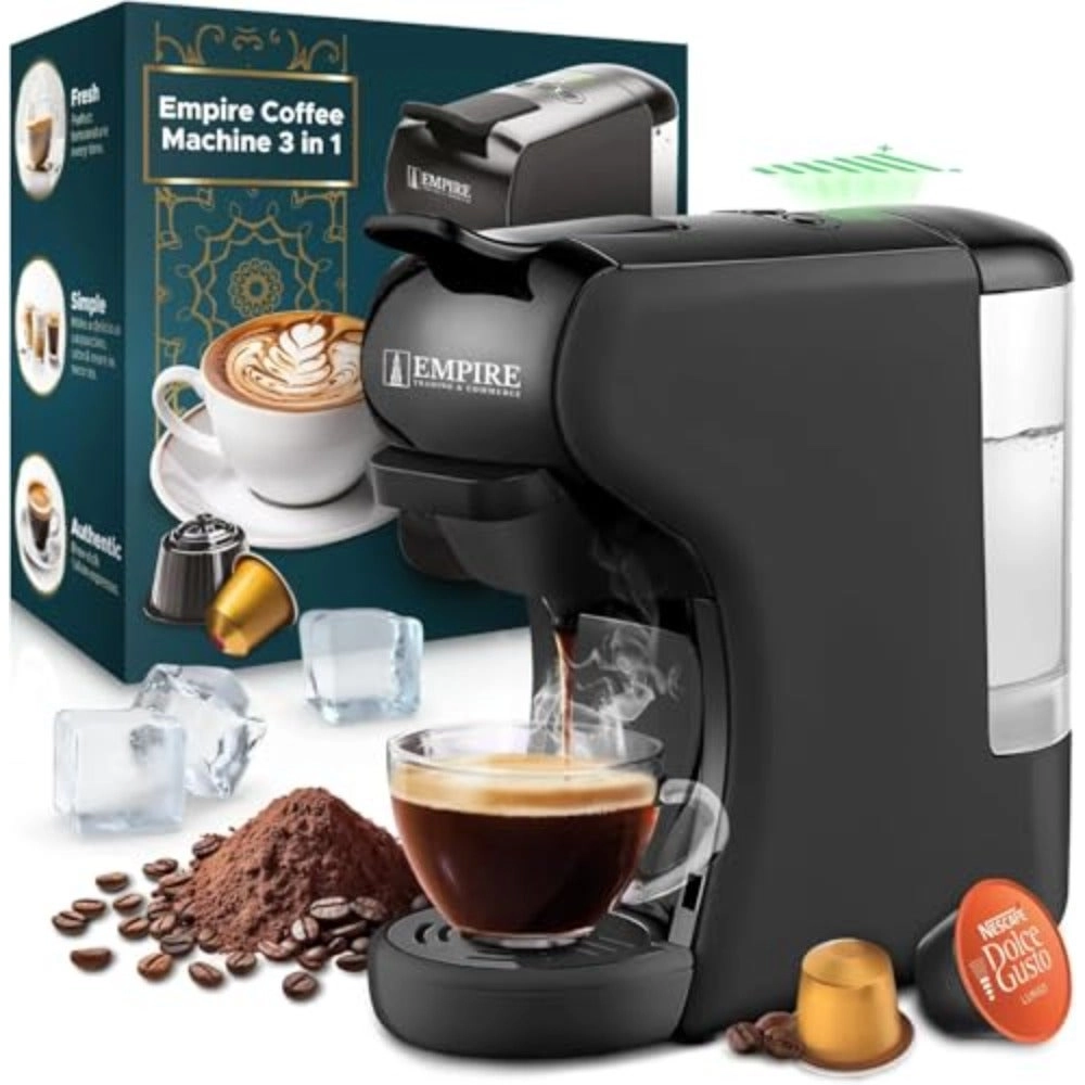 Generic Multifunction 19 Bar 4 in1 Multiple Hot and Cold Brew Capsule Espresso Coffee Machine 1450W Coffee Maker with 600ML Detachable Water Tank, Auto Shut Off