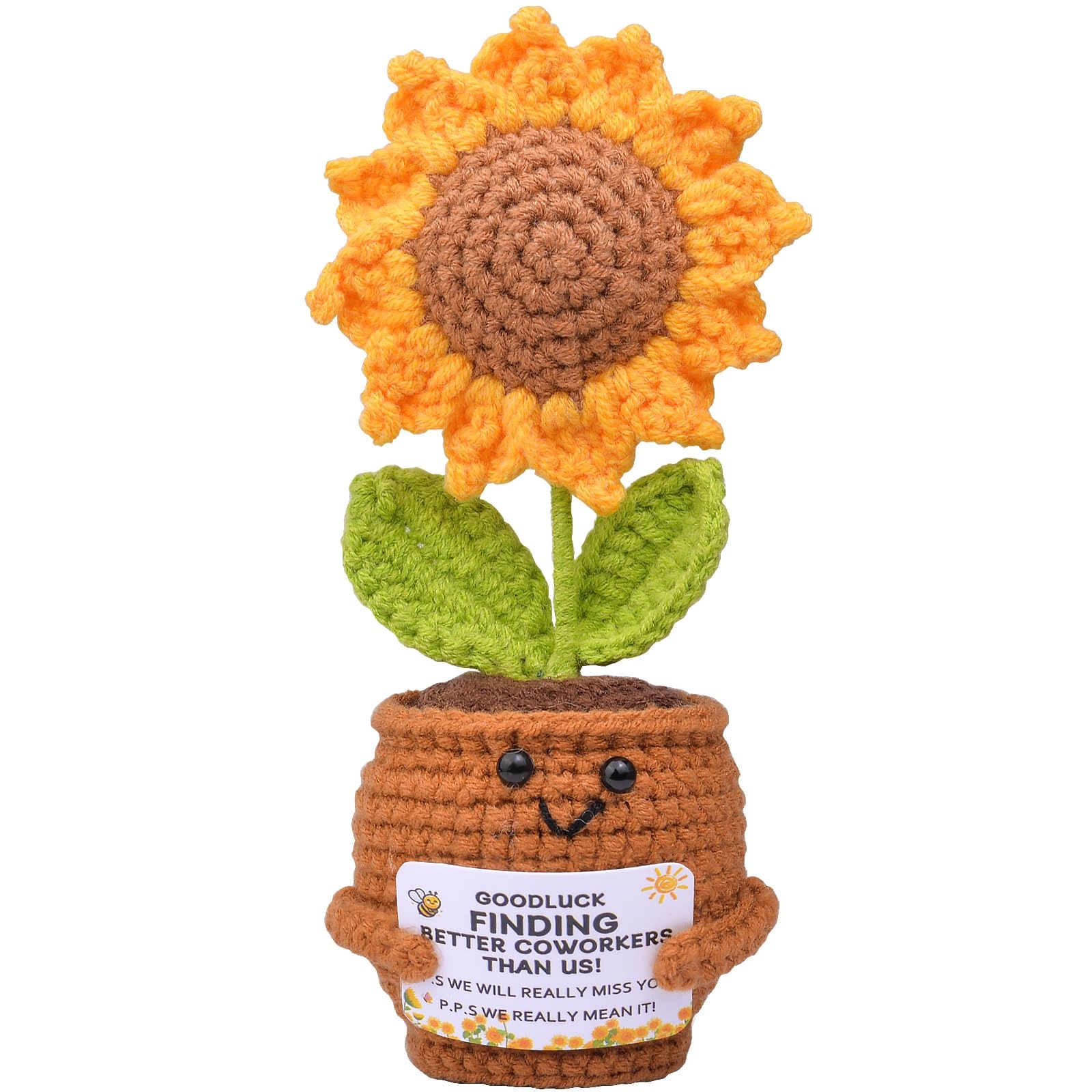 Mwmoeen Pocket Hug Positive Sunflower Crochet - Fabric