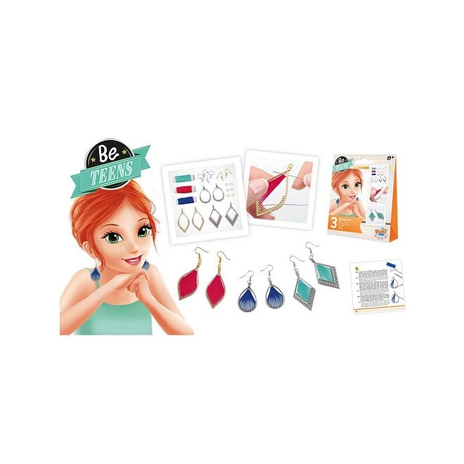 18-Piece String Art Jewellery Set - Create up to 3 Colorful Earrings Includes Needles Threads Instructions