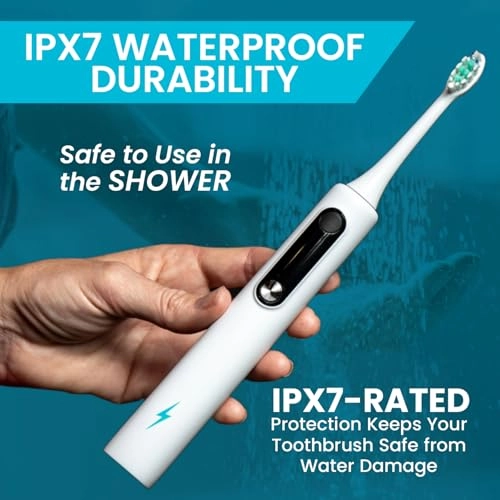 Sonic Electric Toothbrush - IPX7 Waterproof 2-Minute Smart Timer DuPont Tynex Bristles