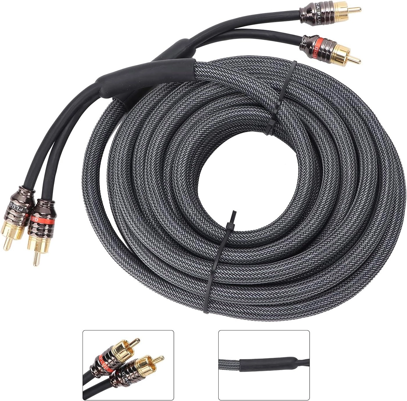 Car Audio Signal Cable - 4.5m/180in Black PVC