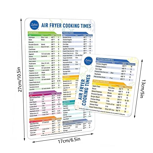 Air Fryer Magnetic Cheat Sheet - durable magnetic materials 2 Magnet Sheets