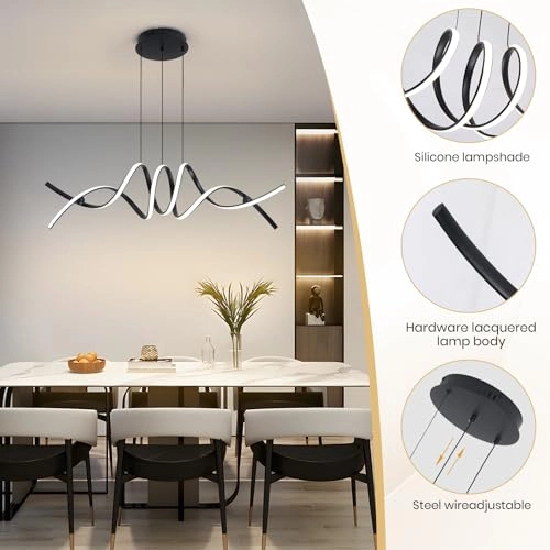 Modern LED Linear & Wave Chandelier - 150cm