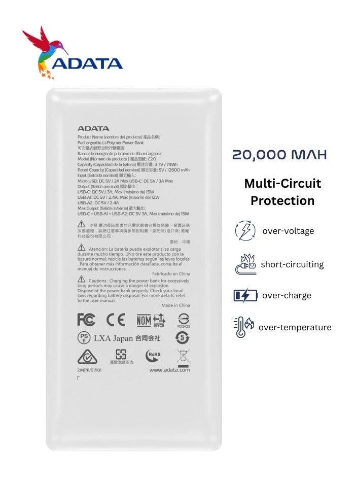 C20 - 20000 mAh 15 W 2 1