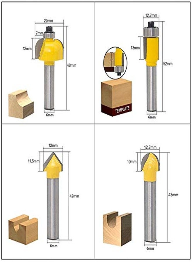 Router Bit Set - 6mm 1/4" 12pcs