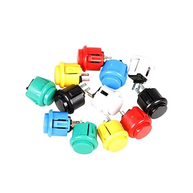 eg starts 24mm Arcade Push Buttons - 12x OEM Microswitches