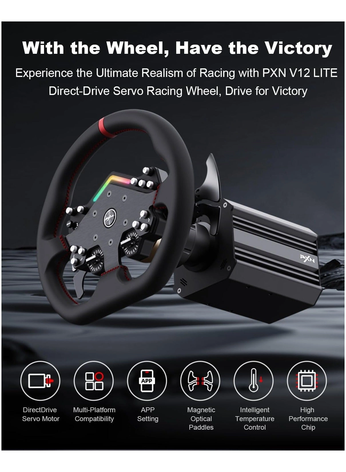 PXN V12 Lite Racing Wheel - PC/Windows 7/8/10/11/PS4/Xbox One