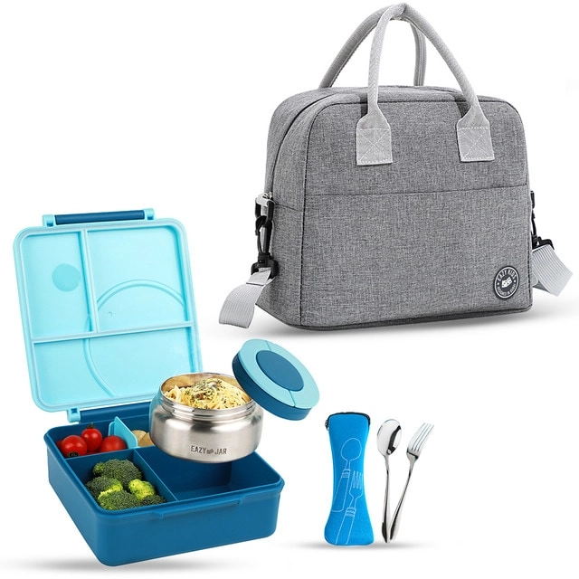 Jumbo Lunch Box - 1600ml + Stainless Steel Food Jar - 290ml + Spoon & Fork