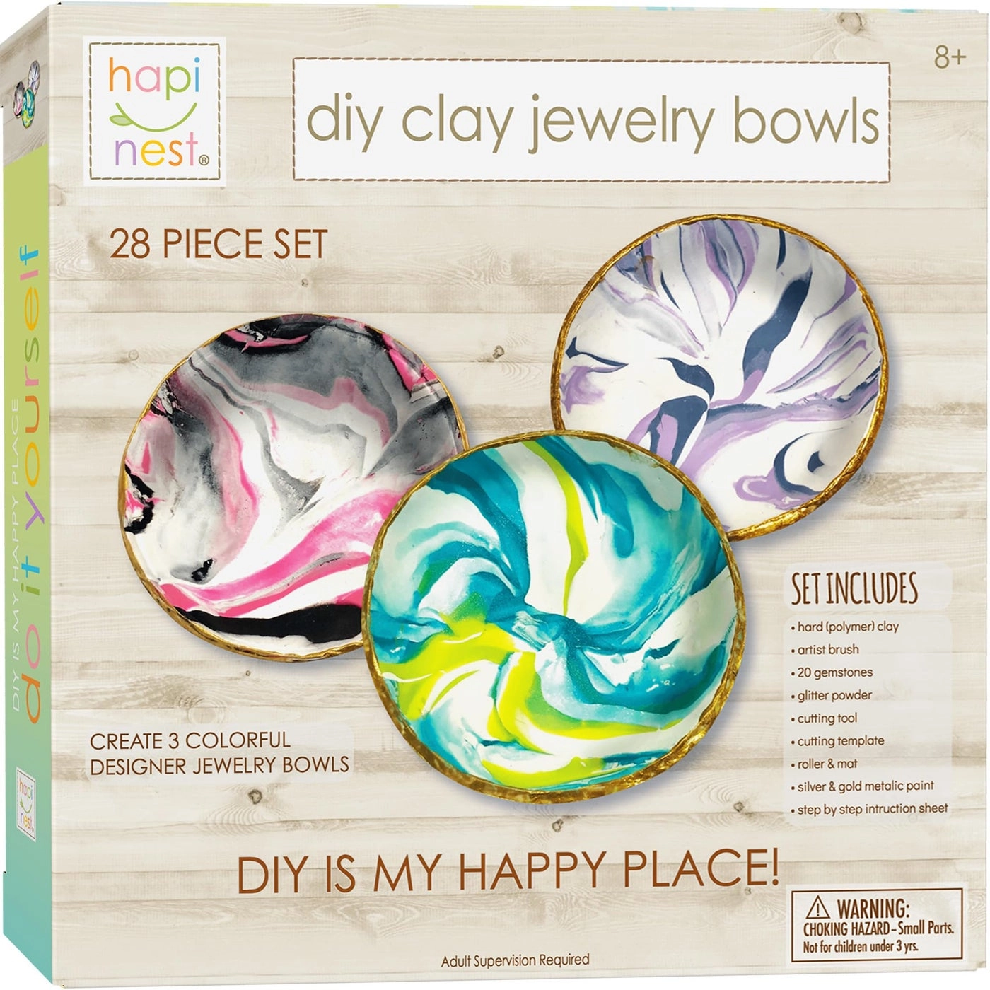 Make Your Own Clay Jewelry Dish Craft Kit - 3 Dishes Ages 8-12