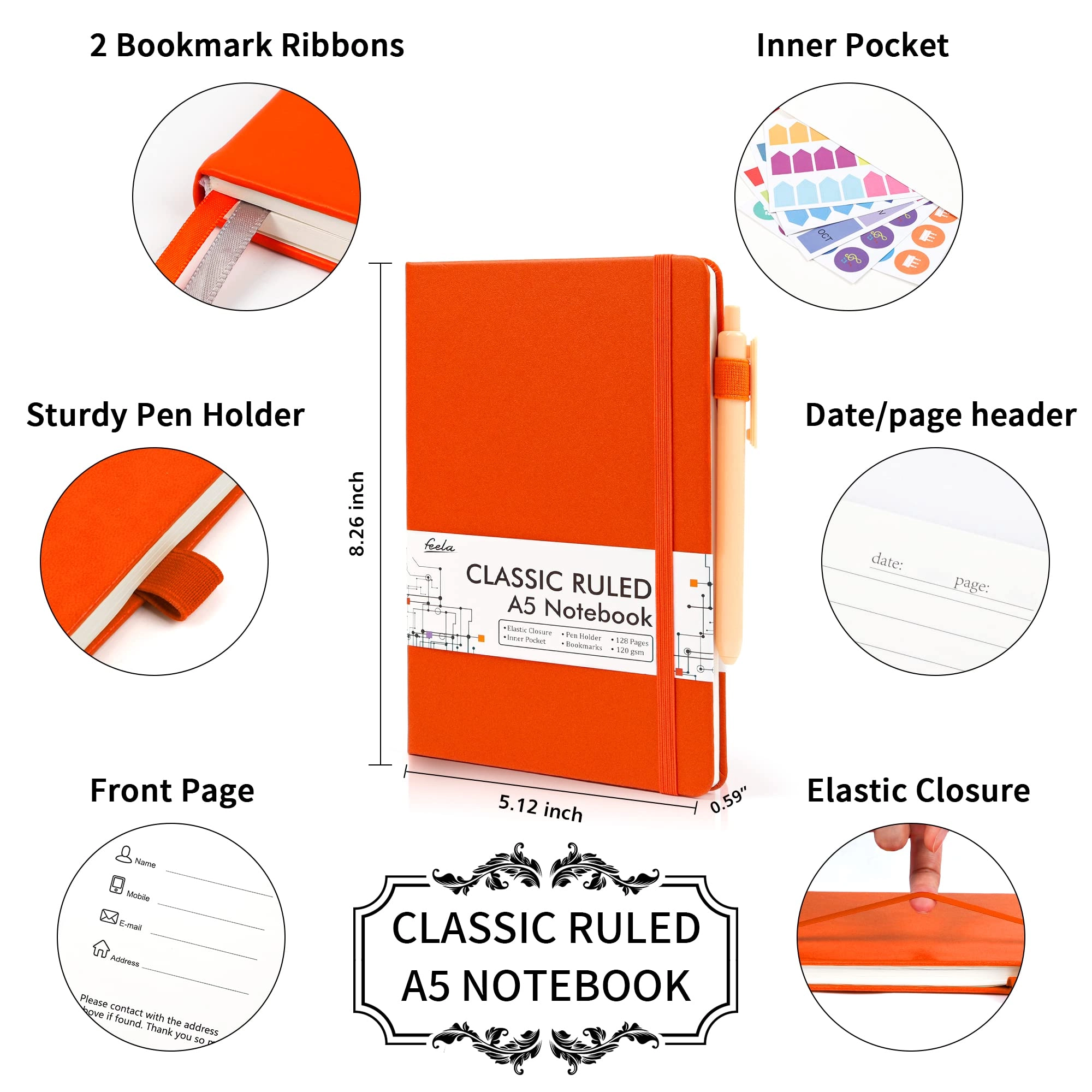 Journal Notebook A5 - Lined 64 Sheets