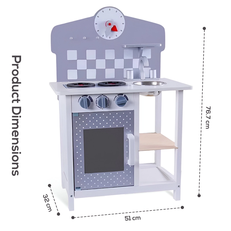 Wooden Pretend Play Kitchen - 8 pcs (4092083-LS_KPS_GY)