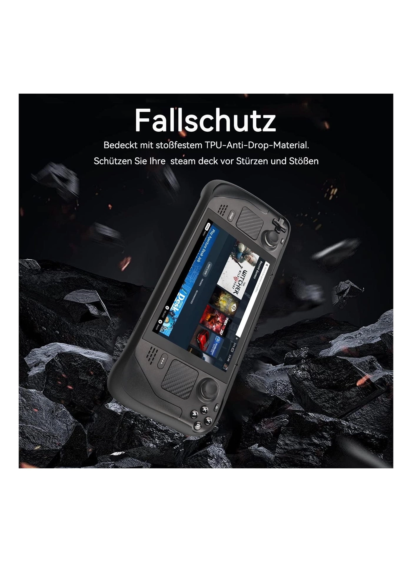 Foldable Kickstand Protective Case for Steam Deck - TPU Black