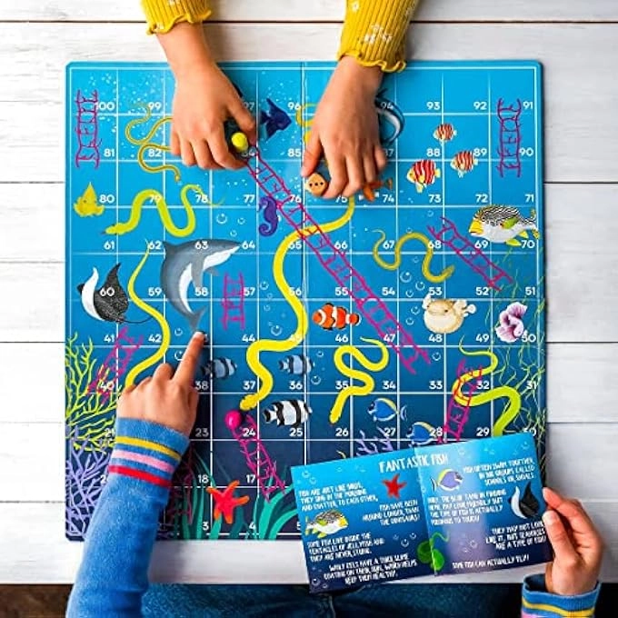 Snakes and Ladders - Fish Themed Educational Ocean Fact File