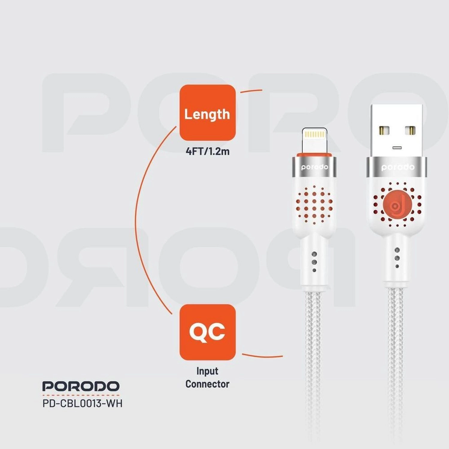 Woven Braided USB-A to Lightning Fast Charge Cable 1.2m