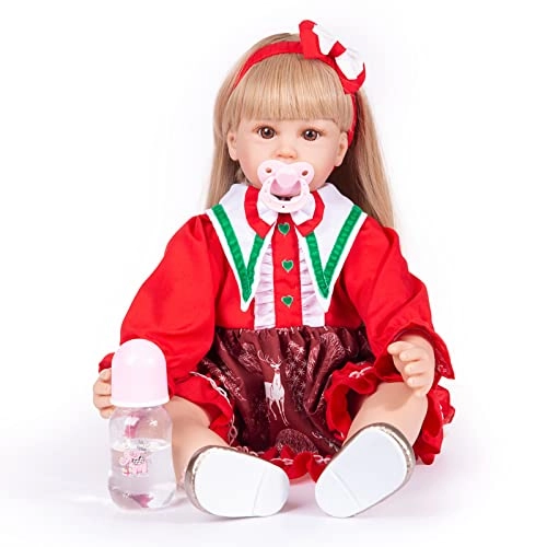 Reborn Baby Doll - 24 Inch Vinyl Cotton Body Pink Yarn Skirt Ages 3+