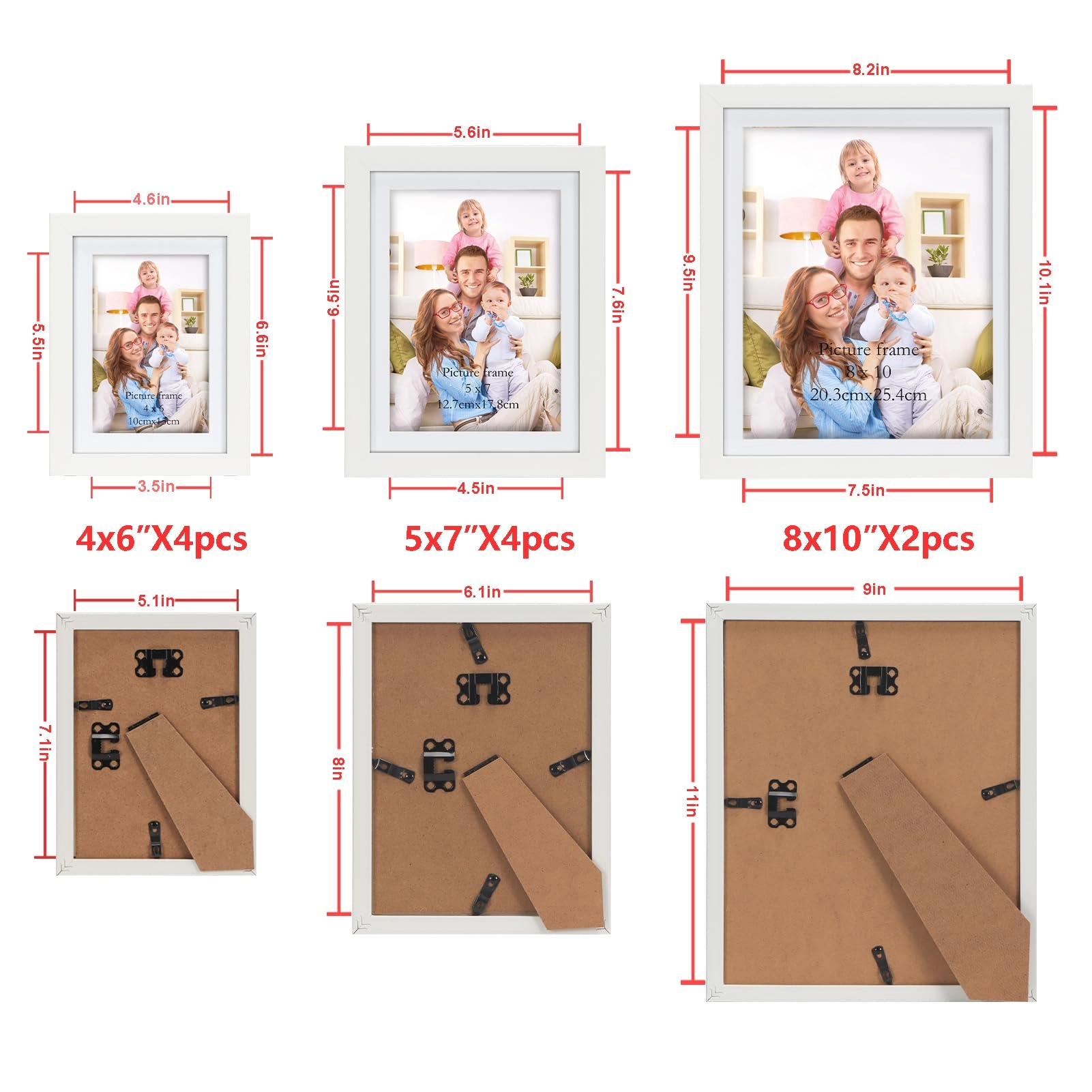 Picture Frames - 4x6 5x7 8x10 Set