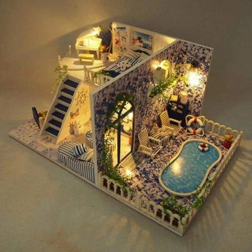 Villa garden DIY house - 42 * 34 * 32cm With music Dust cover