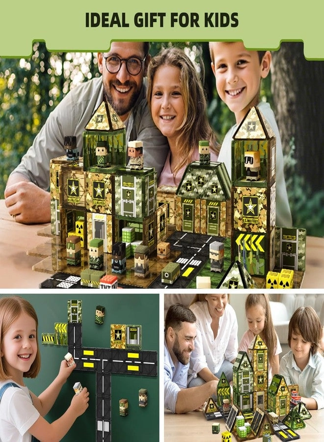 MAGNETIC TILES - army men, military base 100 pcs