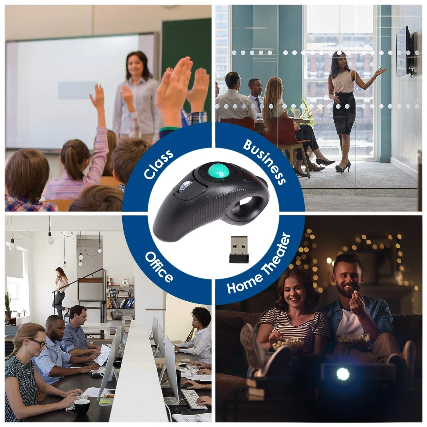 Ergonomic Handheld Trackball Mouse - Wireless