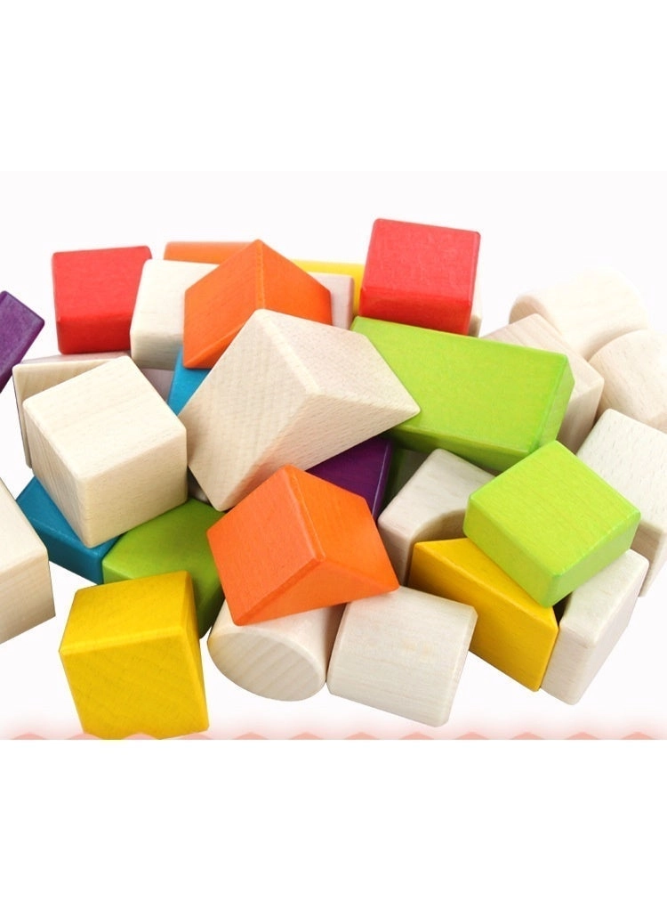 Wooden Building Blocks Set - 30 pcs