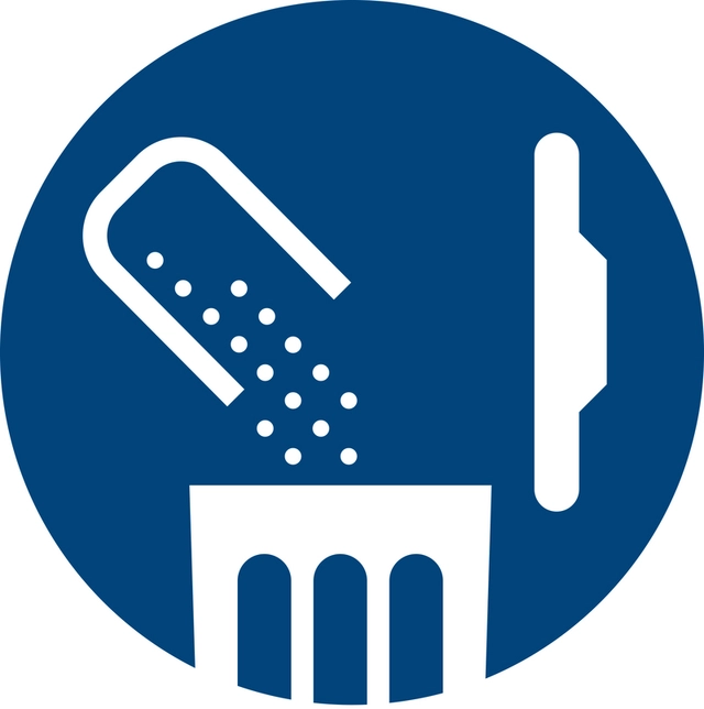 Dust bucket can easily be removed and emptied