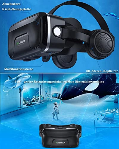 3D Virtual Reality Headset - 4.7-7.2 Android/iOS Black