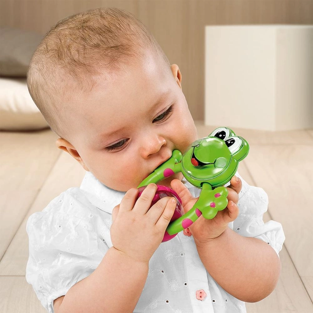 Fun Teething Rattle Frog - 3 months soft plastic
